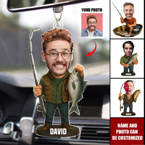 Custom Gifts For Fisherman - Personalized Photo Car Ornament