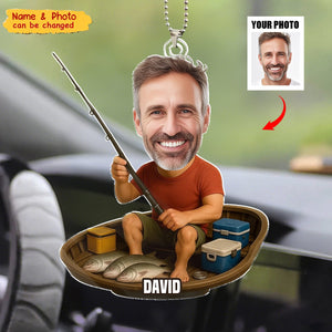 Custom Gifts For Fisherman - Personalized Photo Car Ornament