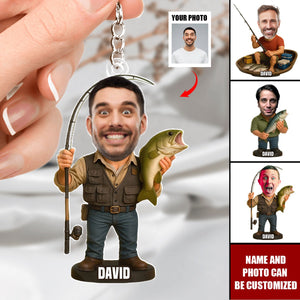 Custom Gifts For Fisherman - Personalized Photo Acrylic Keychain