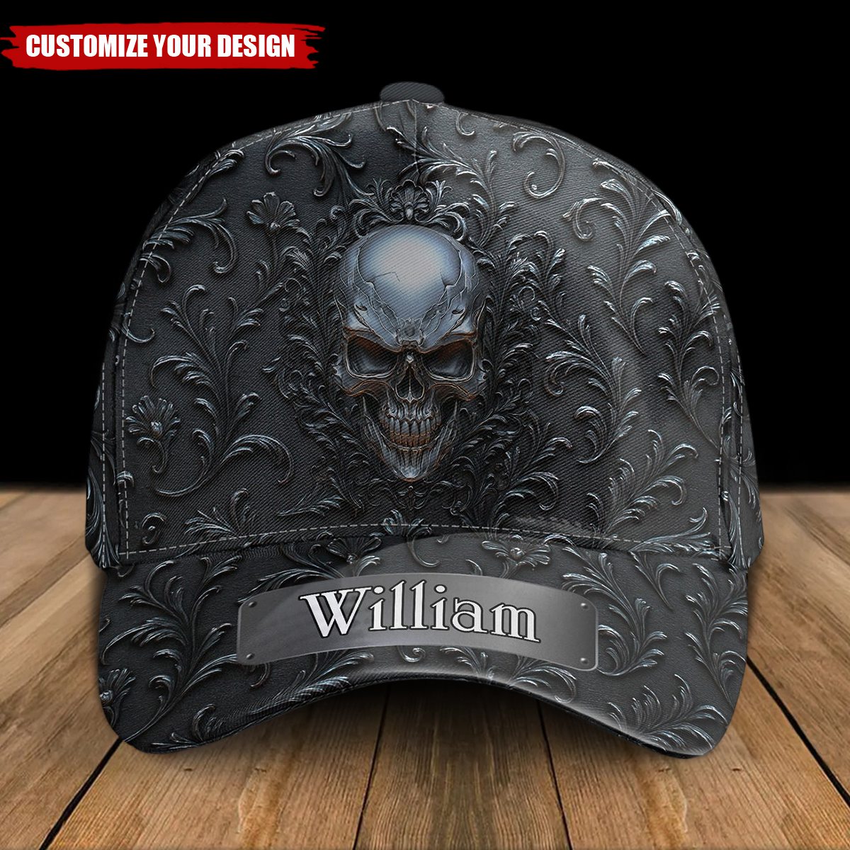 Matte Black Skull Cool Style - Personalized Classic Cap