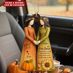 Fall Season Besties Sisters Personalized Acrylic Car Ornament