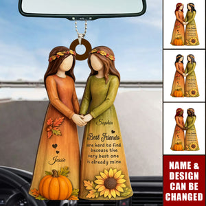 Fall Season Besties Sisters Personalized Acrylic Car Ornament