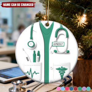 Proud Nurse Custom Scrubs - Personalized Ceramic Ornament