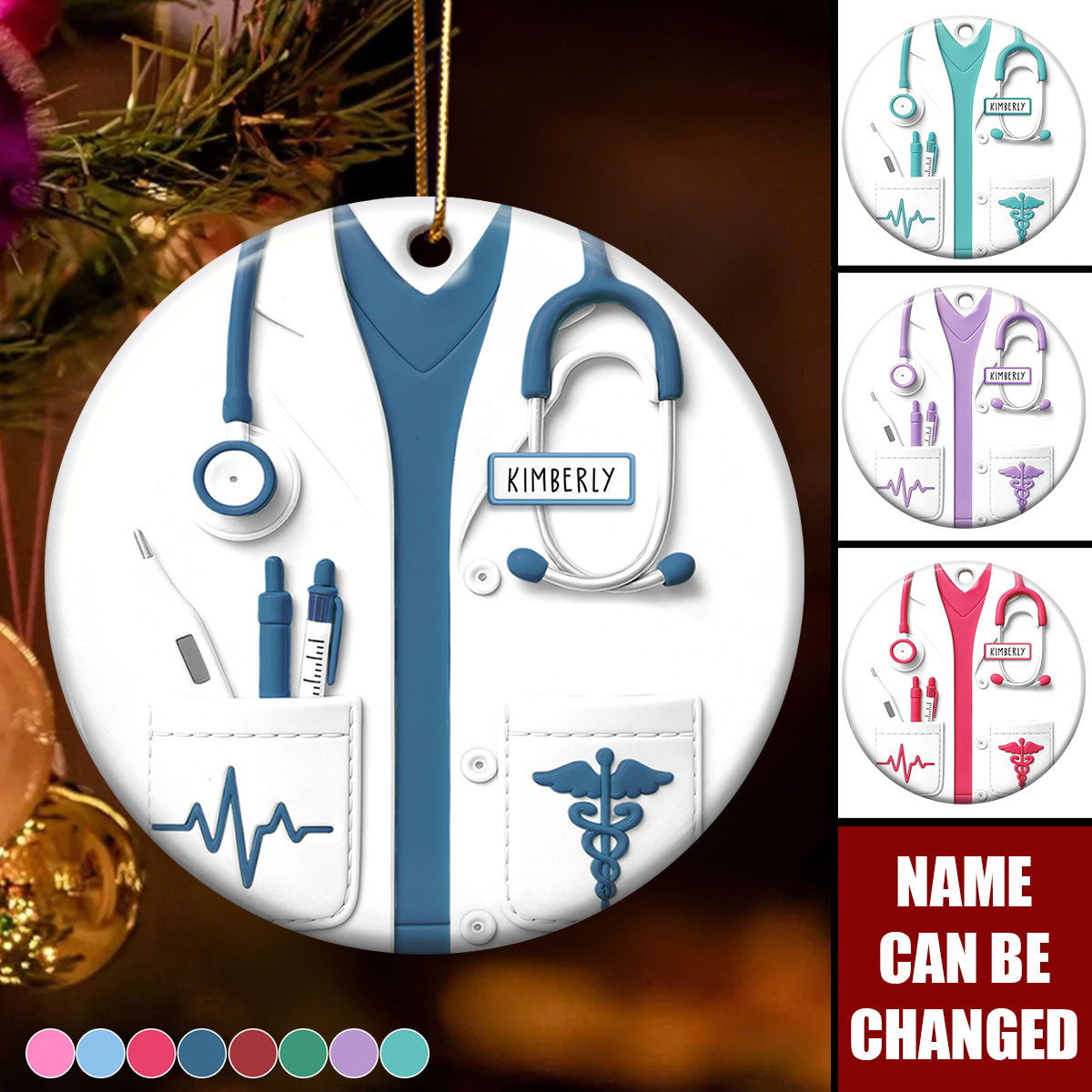 Proud Nurse Custom Scrubs - Personalized Ceramic Ornament