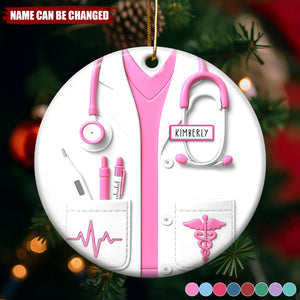 Proud Nurse Custom Scrubs - Personalized Ceramic Ornament