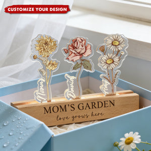Custom Birth Flower LED Light With Kids Names - Mother’s Day Gift For Mom