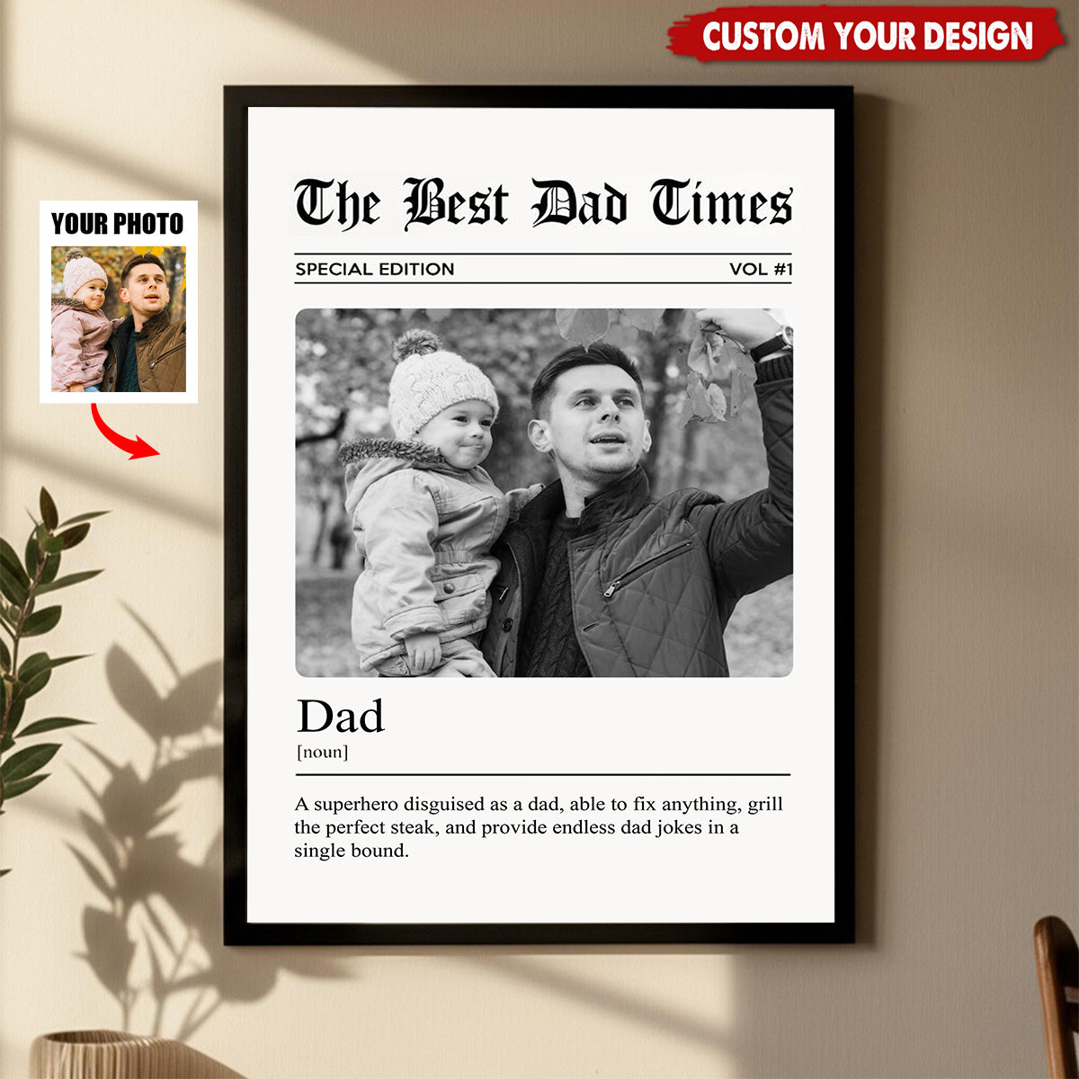 The Father's Day Times Dad Grandpa Definition - Personalized Photo Poster