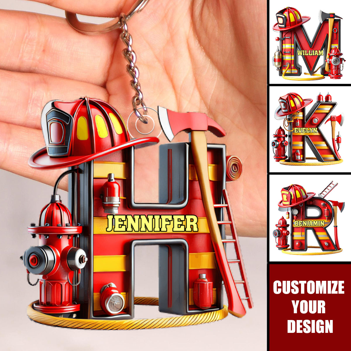 Alphabet Firefighter - Personalized Firefighter Acrylic Keychain