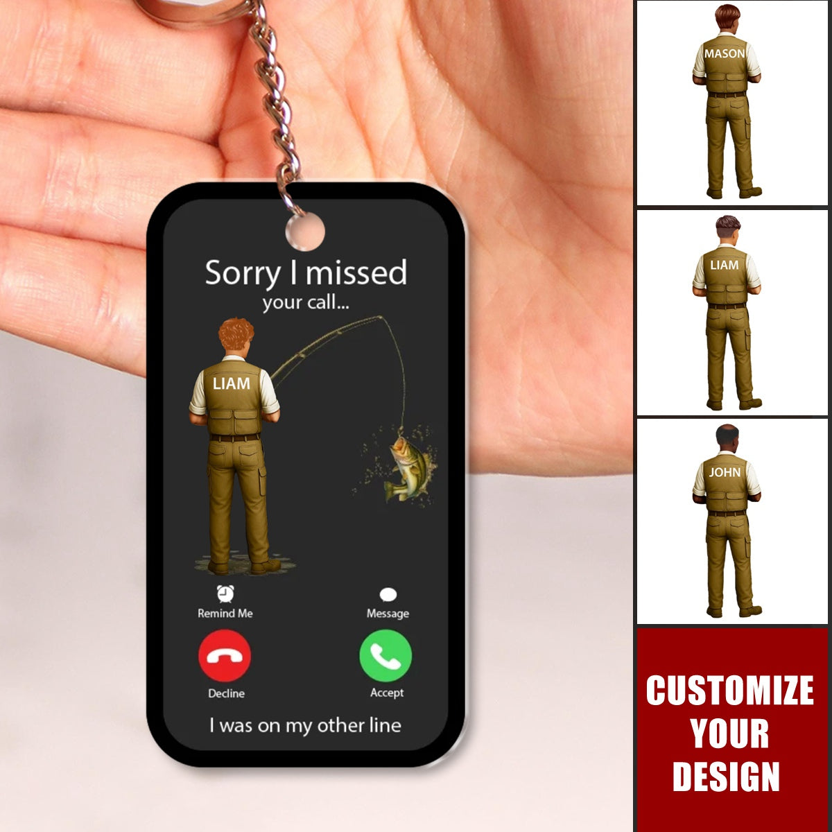Fishing Calling Personalized Acrylic Keychain, Funny Gift For Fisherman
