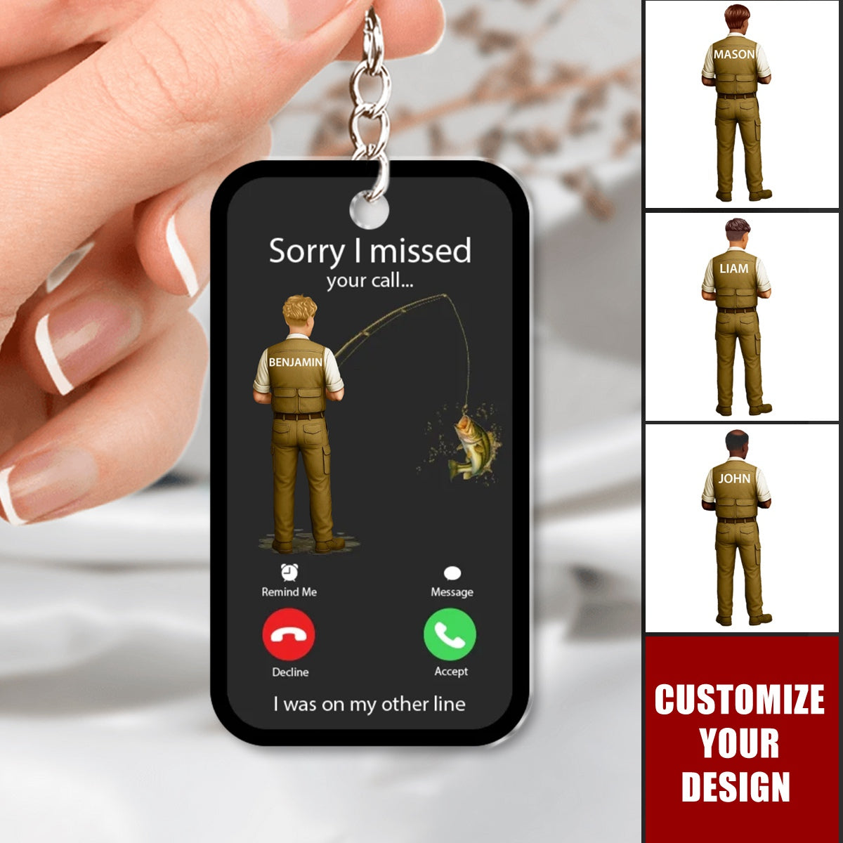Fishing Calling Personalized Acrylic Keychain, Funny Gift For Fisherman