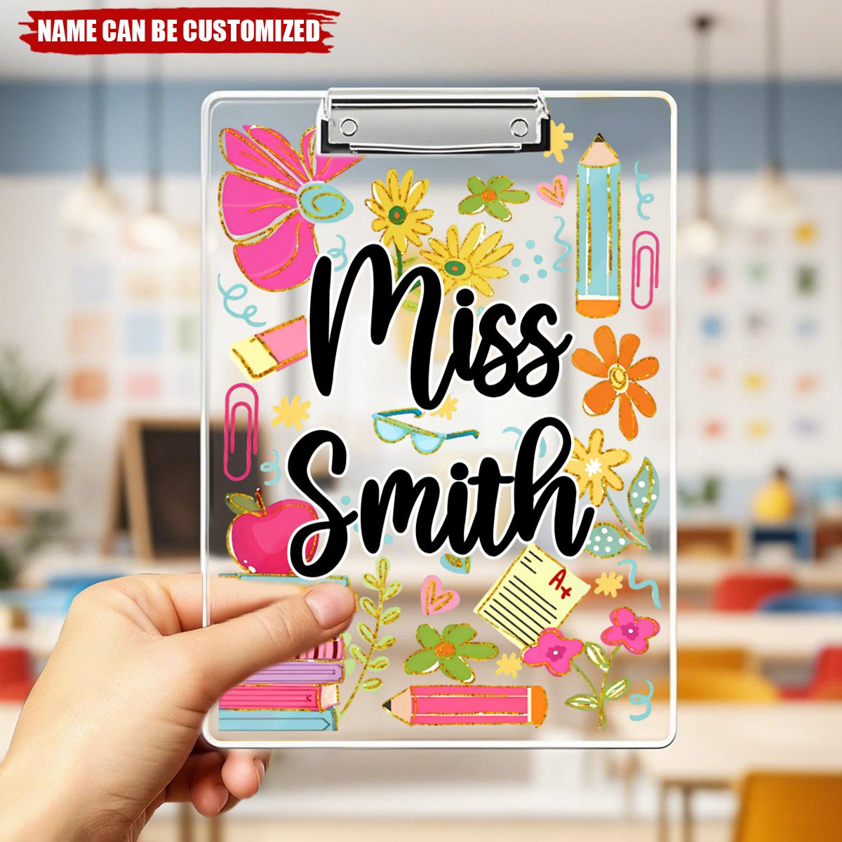 Boho Floral Personalized Teacher Clipboard, Back To School Teacher Appreciation Gift