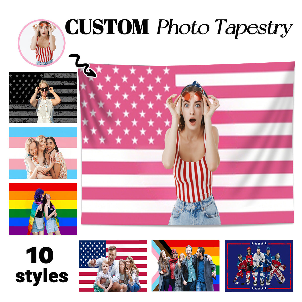 Design Your Image Funny American Flag - Personalized Tapestry