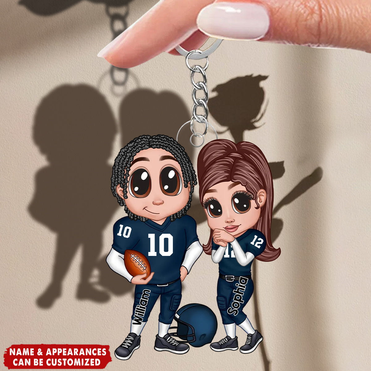 Y2K Football Couple Trading Card Style Personalized Acrylic Keychain