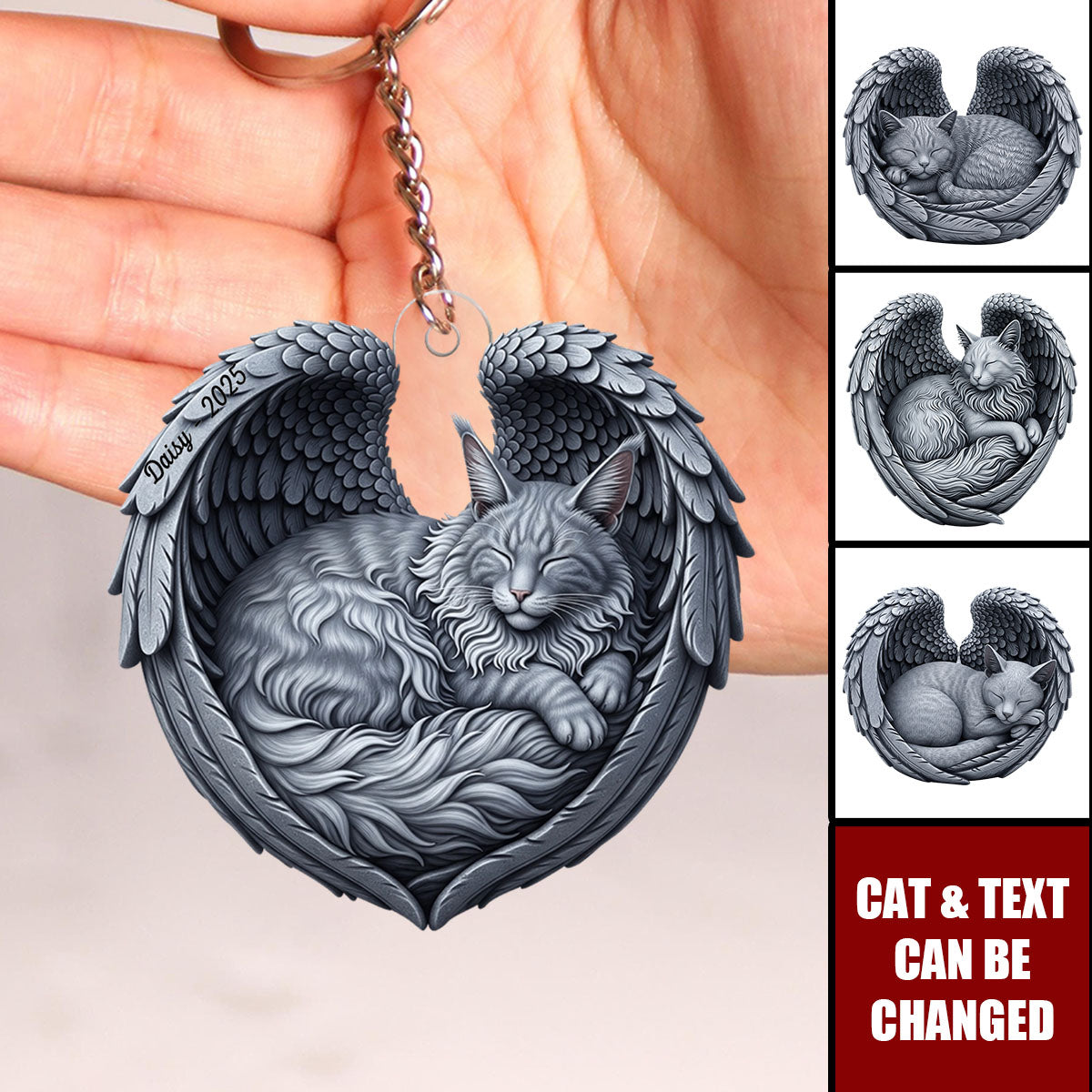 Cat In Heaven - Personalized Acrylic Keychain, Gifts For Cat Lovers