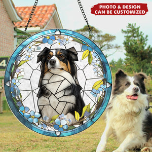 Custom Pet Portrait From Photo - Personalized Stained Glass Window Hanging Suncatcher