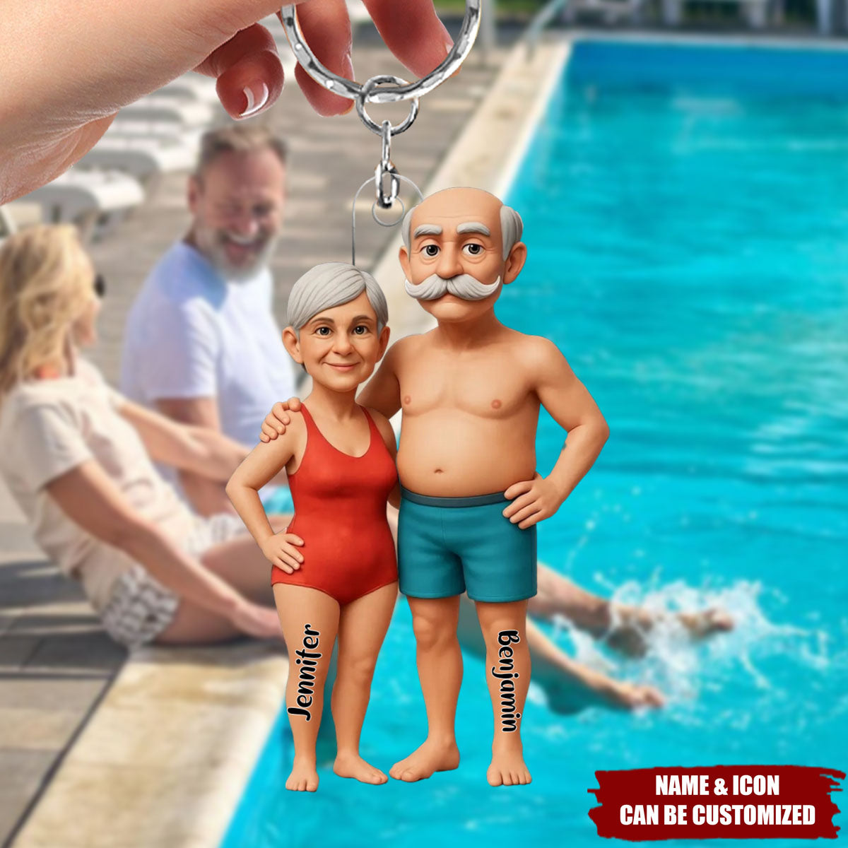 Welcome To Grandma Grandpa Pool - Personalized Acrylic Keychain