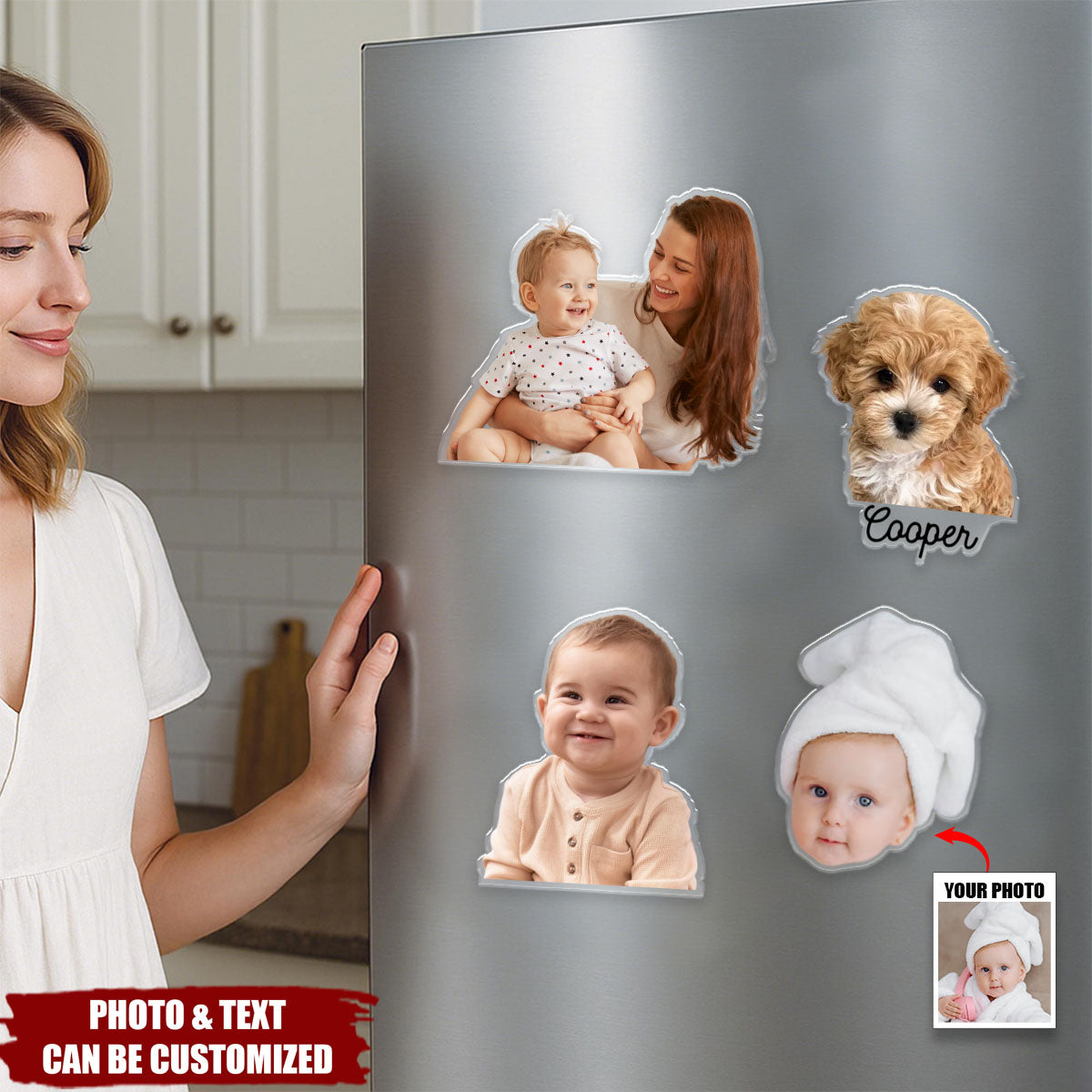 Custom Family Photo Magnet Gift Personalized Acrylic Fridge Magnetic