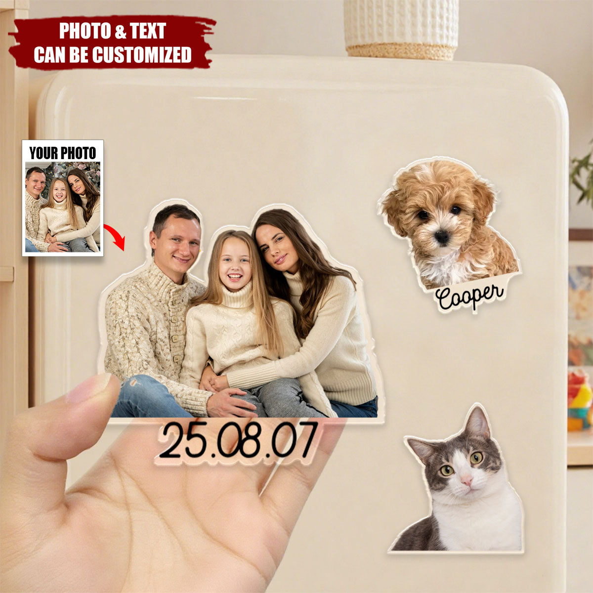 Custom Family Photo Magnet Gift Personalized Acrylic Fridge Magnetic