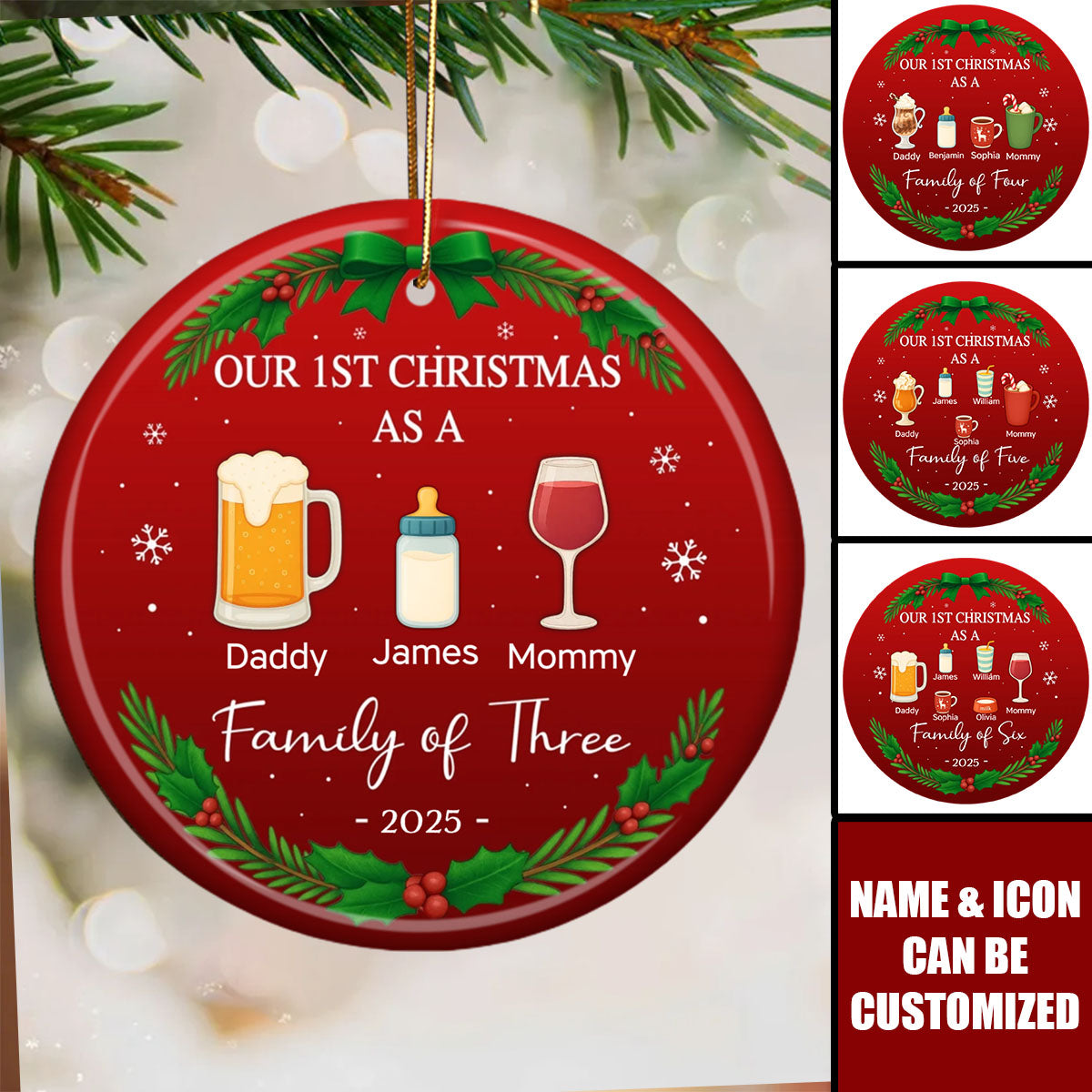 Our First Christmas As A Family - Personalized Christmas Ceramic Ornament
