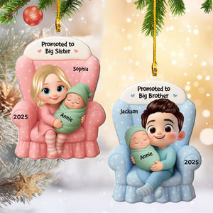 Big Brother, Big Sister And Baby - Personalized Acrylic Ornament, Baby Announcement Gift