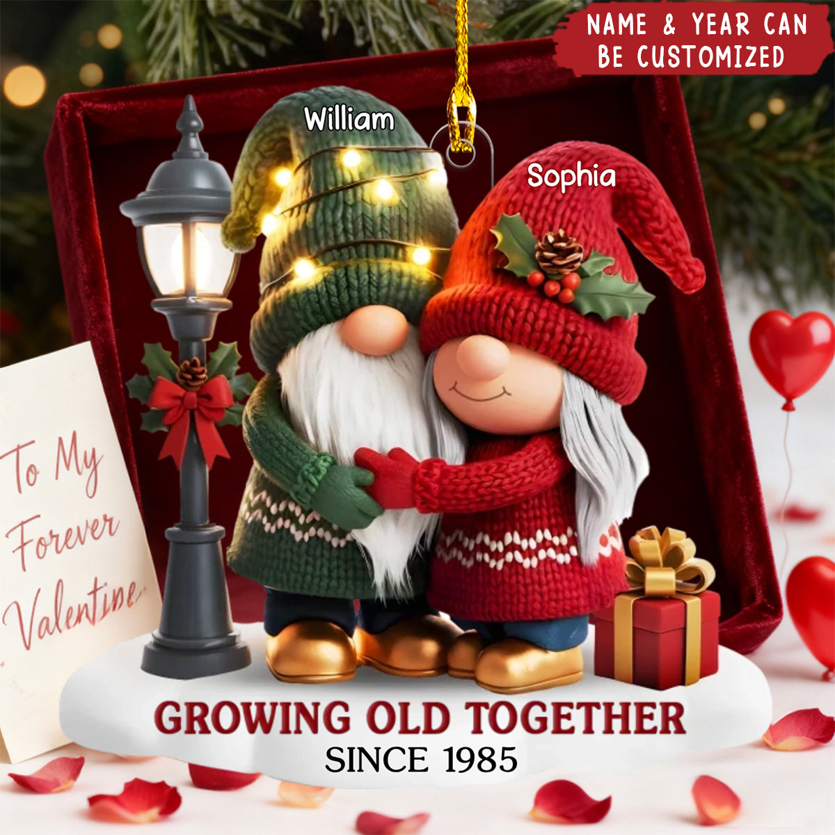 Dwarf Couple Growing Old Together - Personalized Acrylic Ornament, Anniversary Christmas Wedding Gift