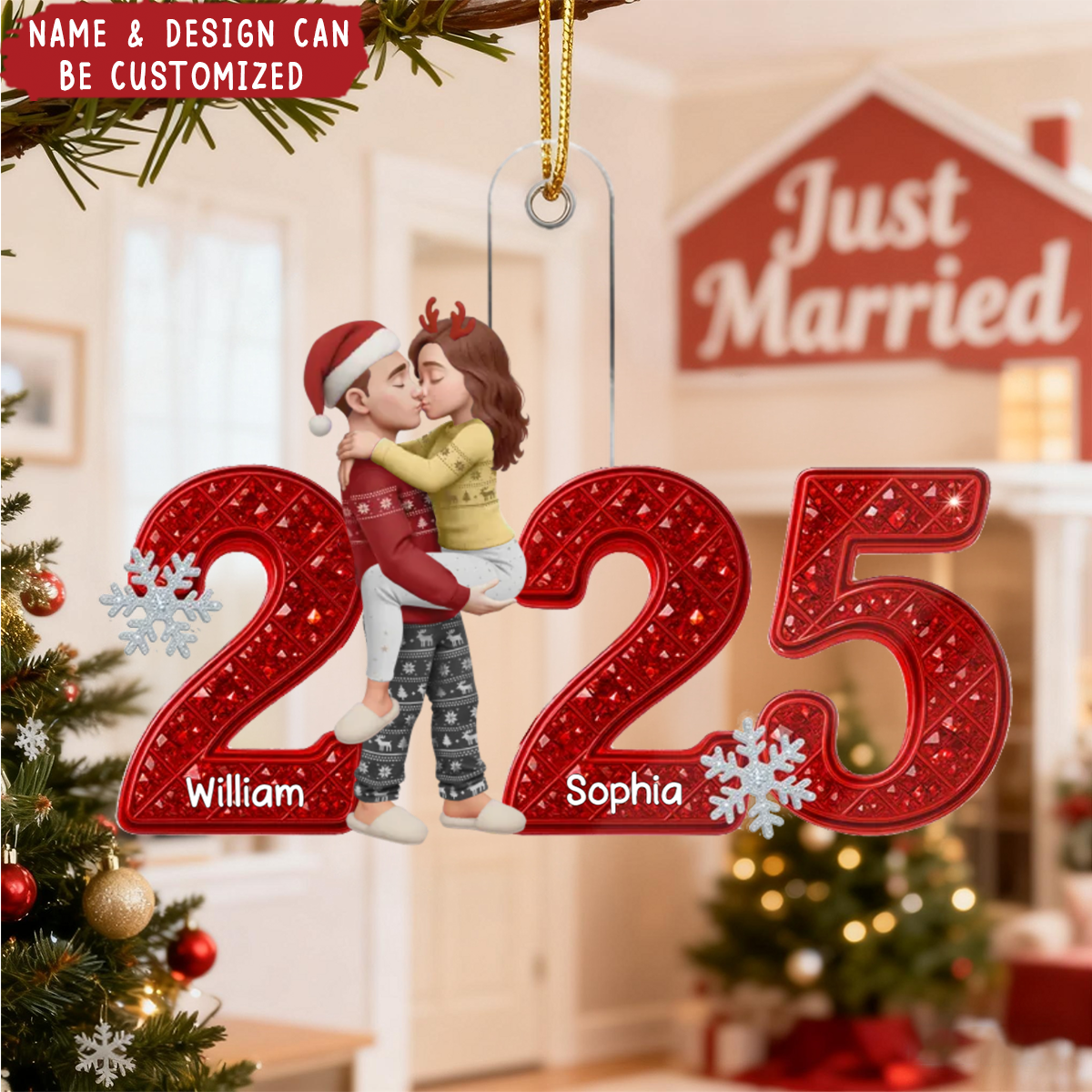 3D Shining Effect 2025 Christmas Gifts For Husband And Wife - Personalized Acrylic Ornament