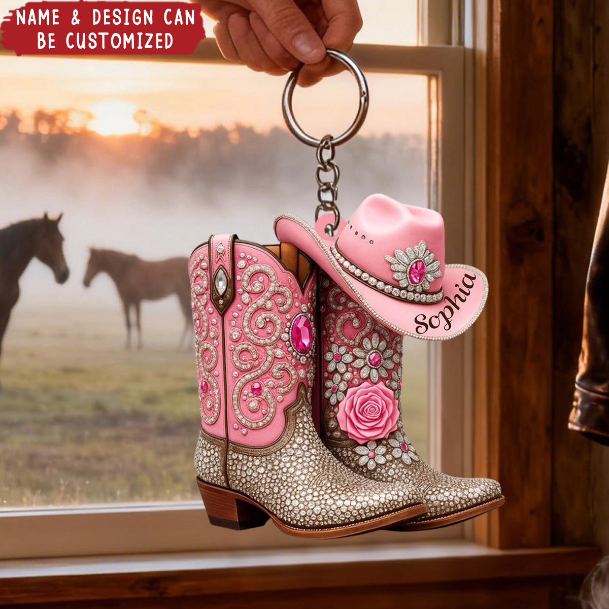 Cowgirl Boots - Personalized Acrylic Keychain