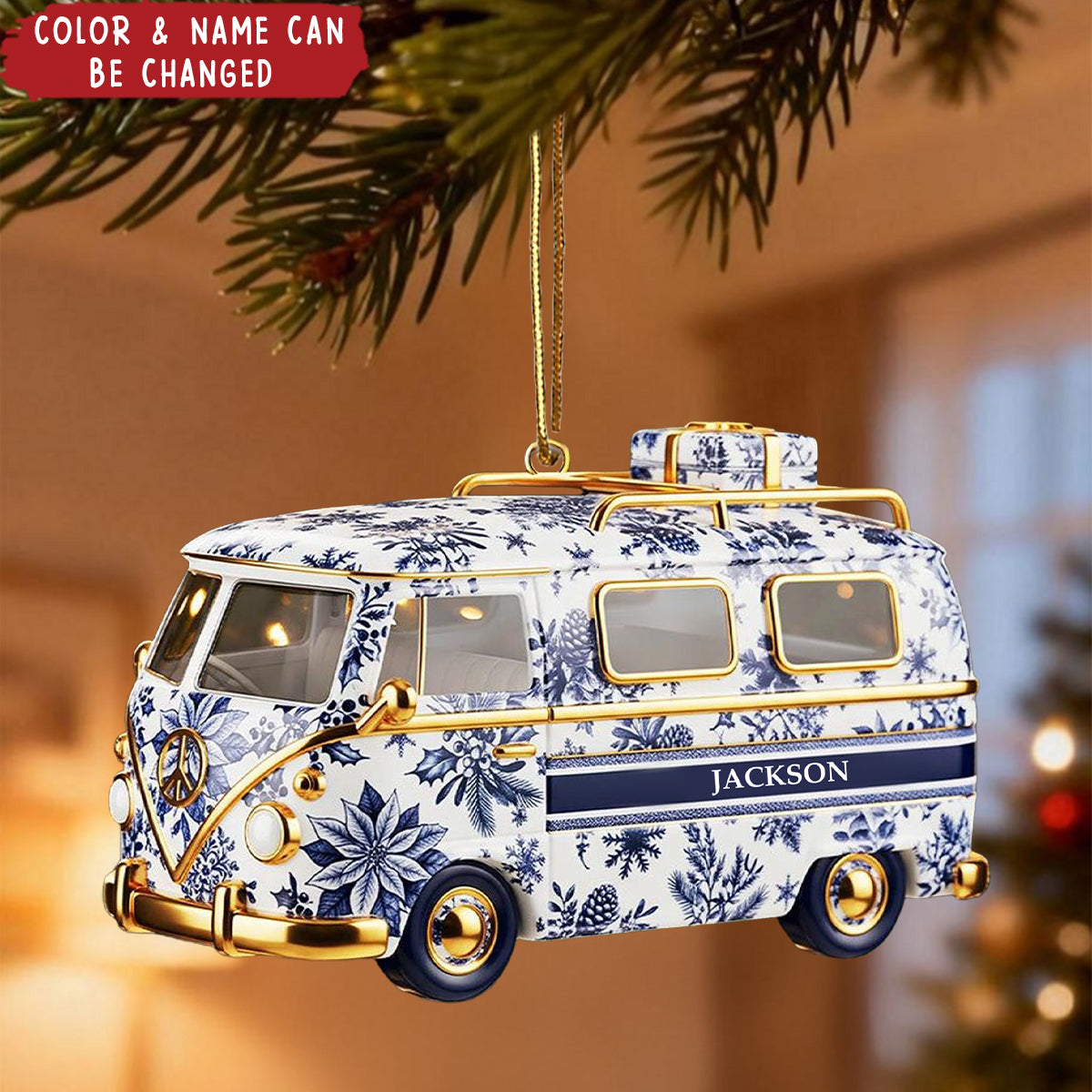 Personalized Camper Van Acrylic Ornament, Gift For Travelers, Vintage Tree Decor Keepsake