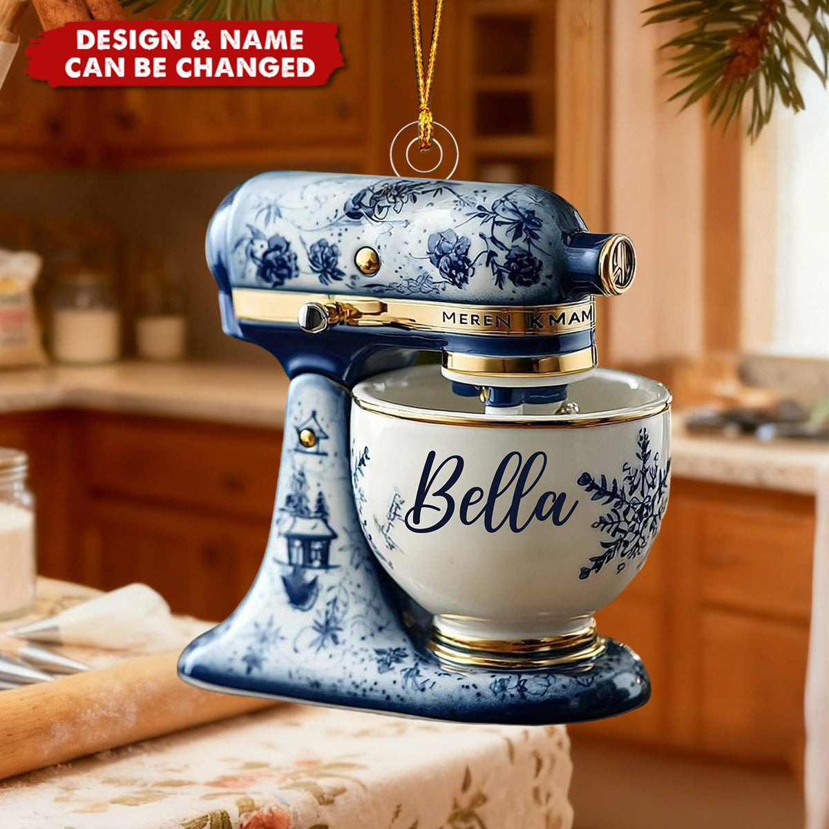 Personalized Mixer Ornament, Ceramic Kitchen Baking Decor, Vintage Stand Mixer Christmas Gift For Bakers