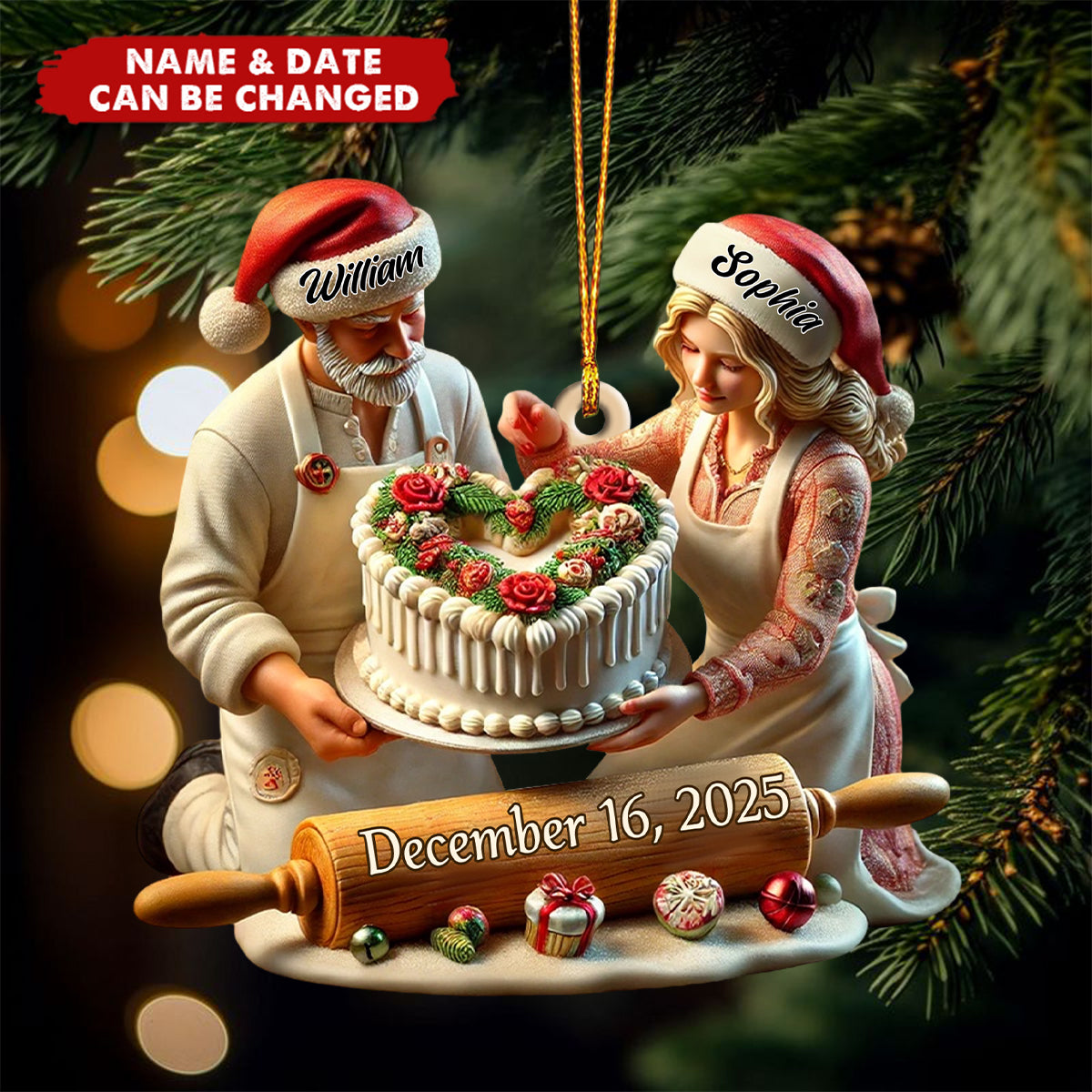 Custom Name Baker Couple Ornament Ornament, Lover Christmas Gift