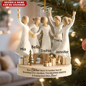 Here's to Another Year of Bonding over Alcohol - Personalized Acrylic Ornament - Christmas Gift for Best Friends