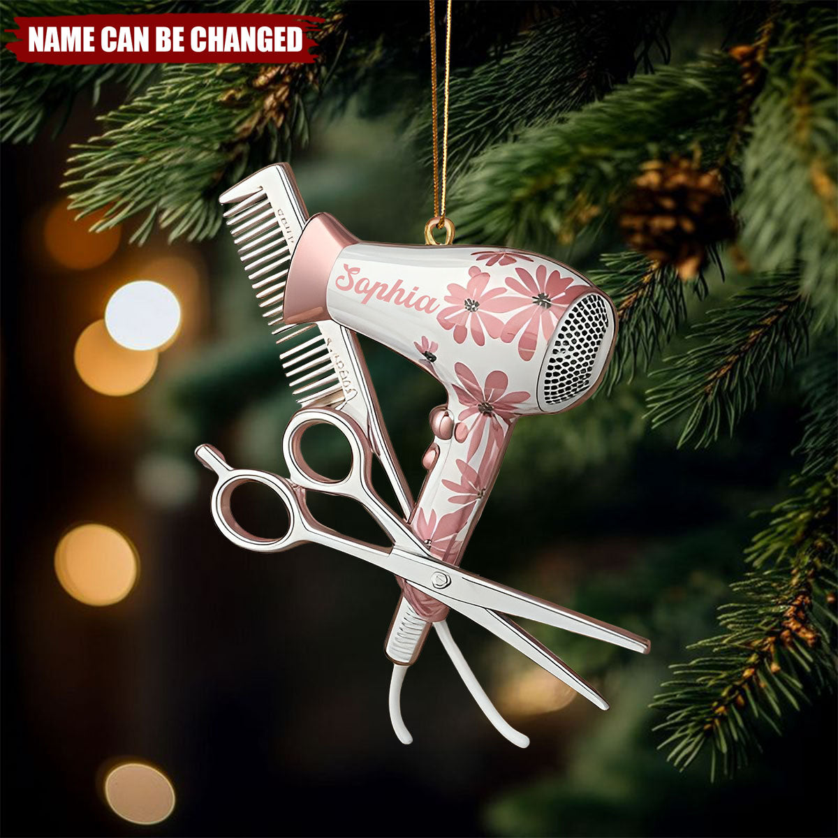 Custom Name Hairstylist Christmas Ornament, Hairdresser Gift, Hair Stylist Gift
