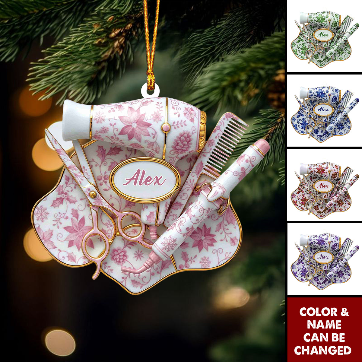 Custom Name Hairstylist Christmas Ornament – Hairdresser Gift, Salon Stylist Holiday Decor, Unique Christmas Gift