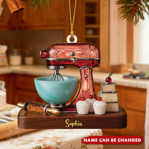 Personalized Baking Mixer Christmas Acrylic Ornament - Custom Name Kitchen Mixer with Cupcakes