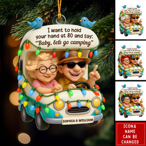 Baby Let's Go Camping Old Couple - Personalized Acrylic Ornament - Christmas Gift