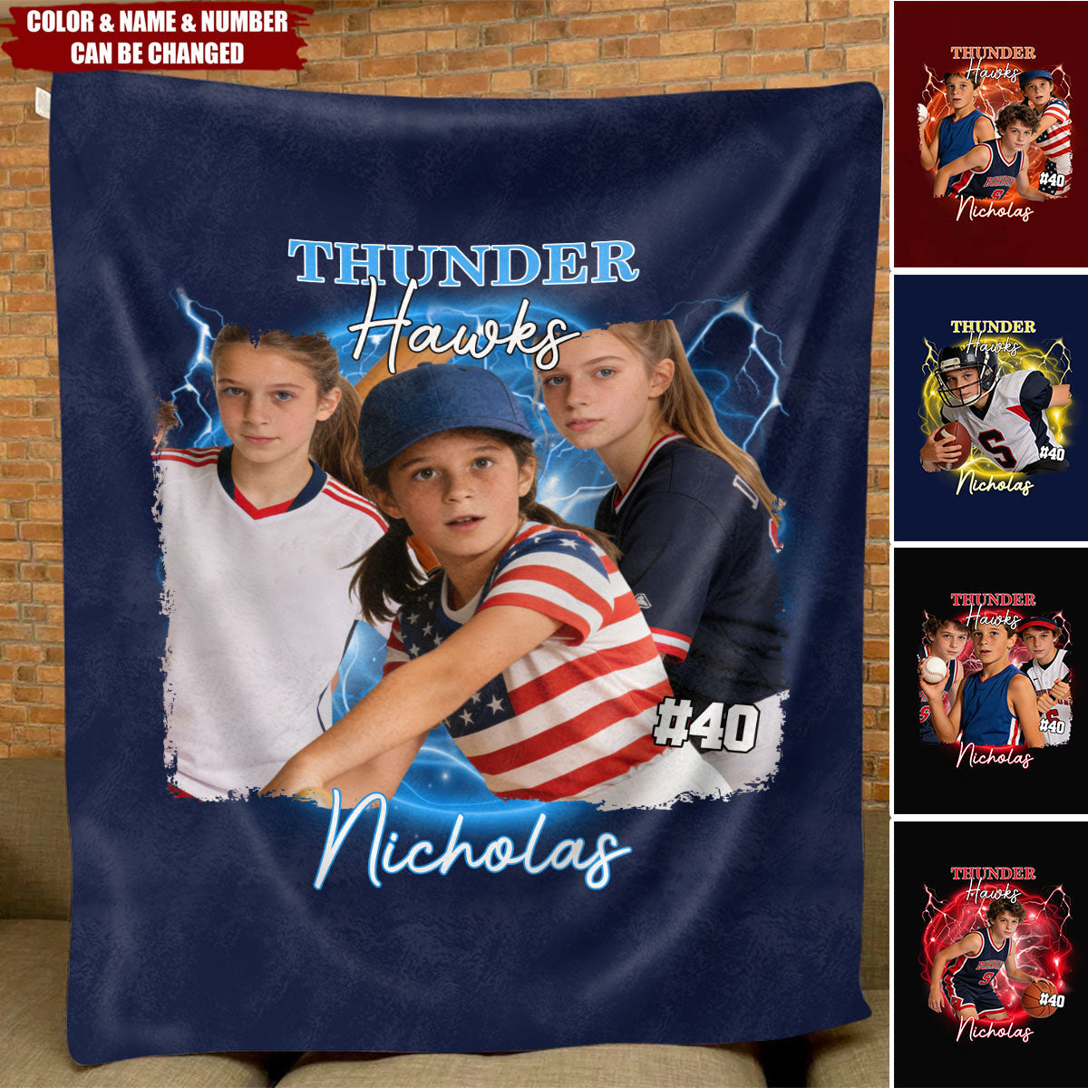 Personalized Photo Blanket - Sport Lovers - Basketball, Football, Baseball, Soccer, Or Softball Boy, Girls