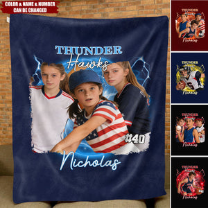Personalized Photo Blanket - Sport Lovers - Basketball, Football, Baseball, Soccer, Or Softball Boy, Girls