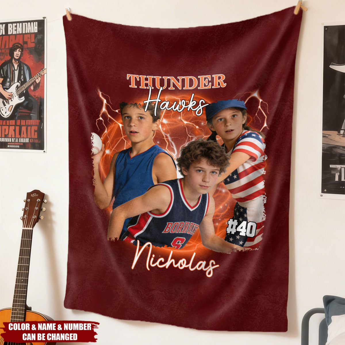 Personalized Photo Blanket - Sport Lovers - Basketball, Football, Baseball, Soccer, Or Softball Boy, Girls