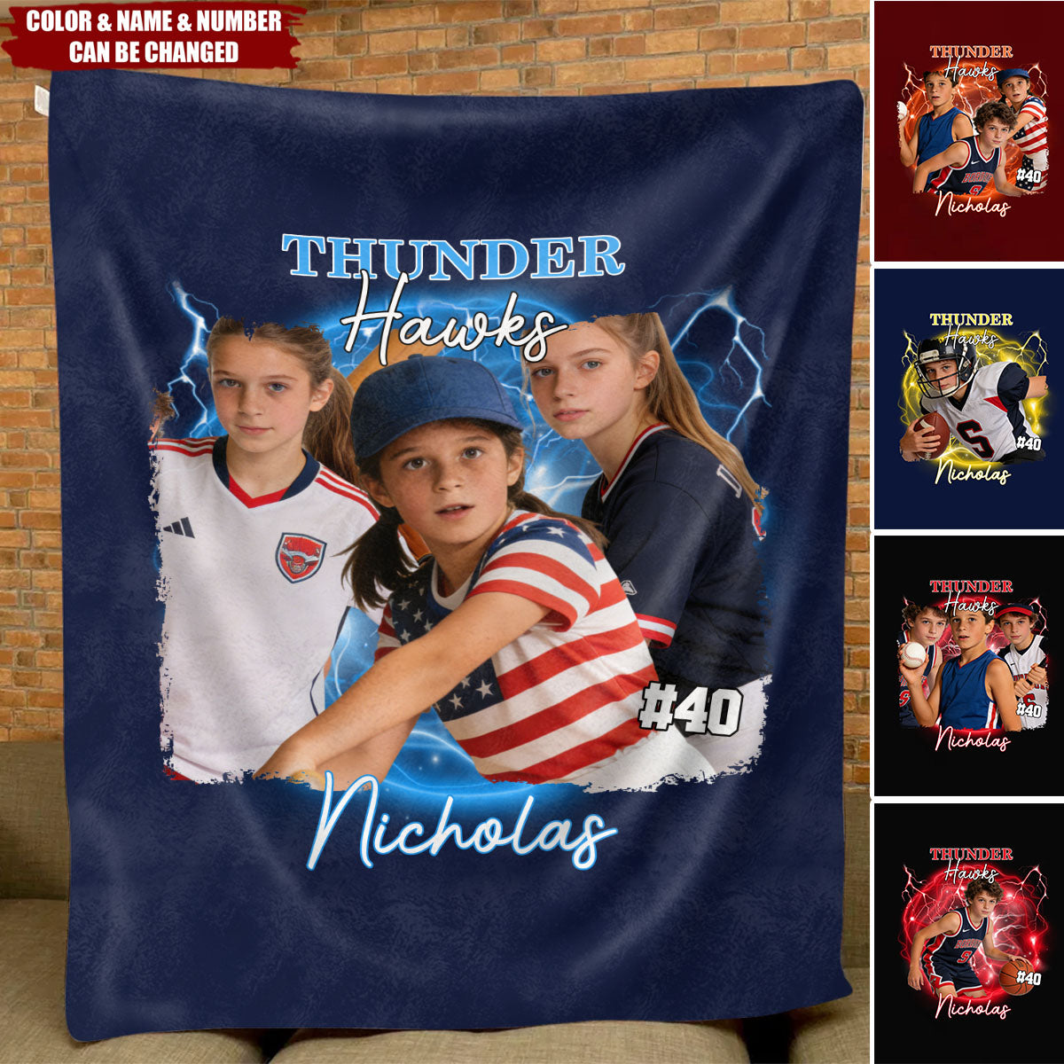 Personalized Photo Blanket - Sport Lovers - Basketball, Football, Baseball, Soccer, Or Softball Boy, Girls