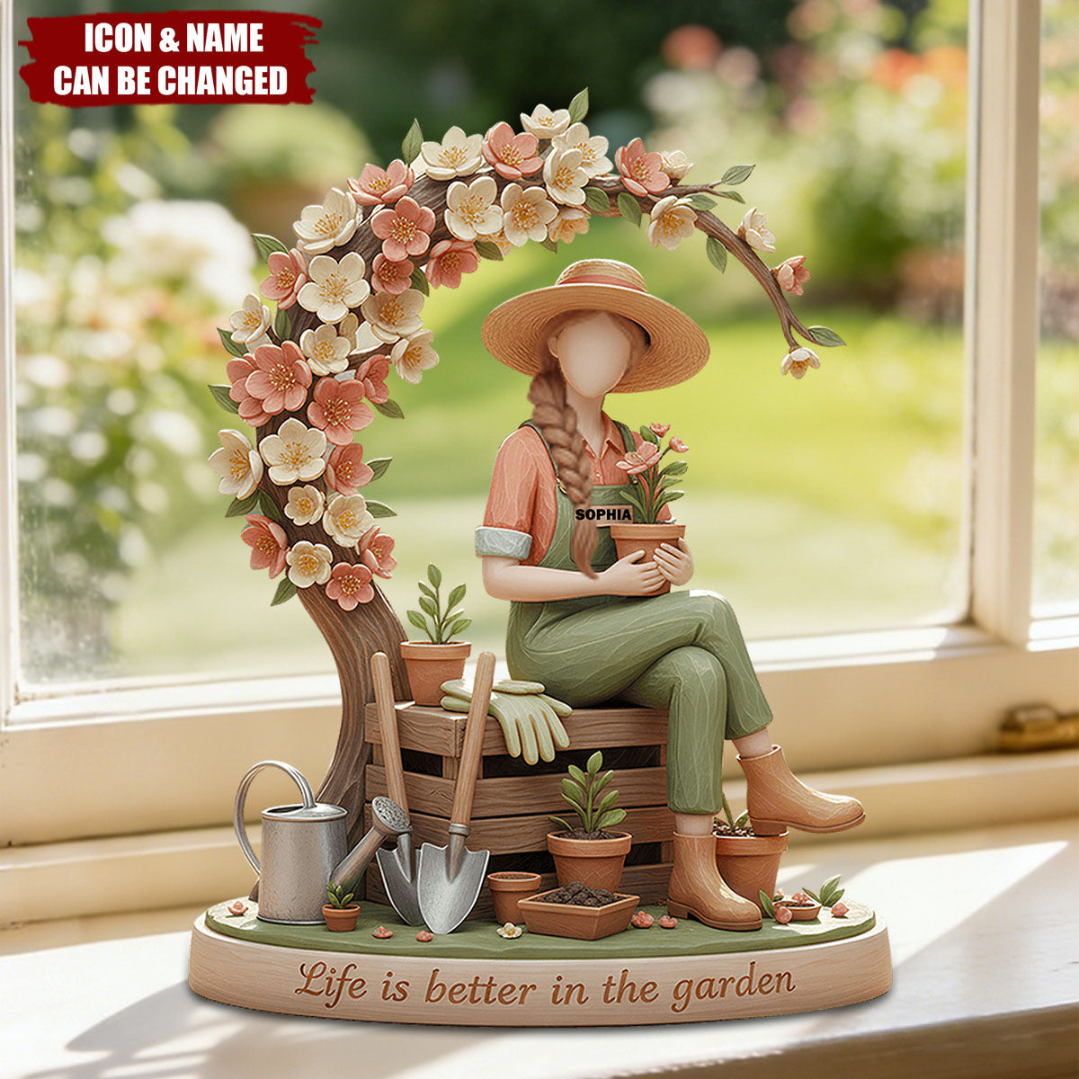 Gardening Girl Acrylic Plaque - Personalized Gifts