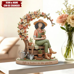 Gardening Girl Acrylic Plaque - Personalized Gifts