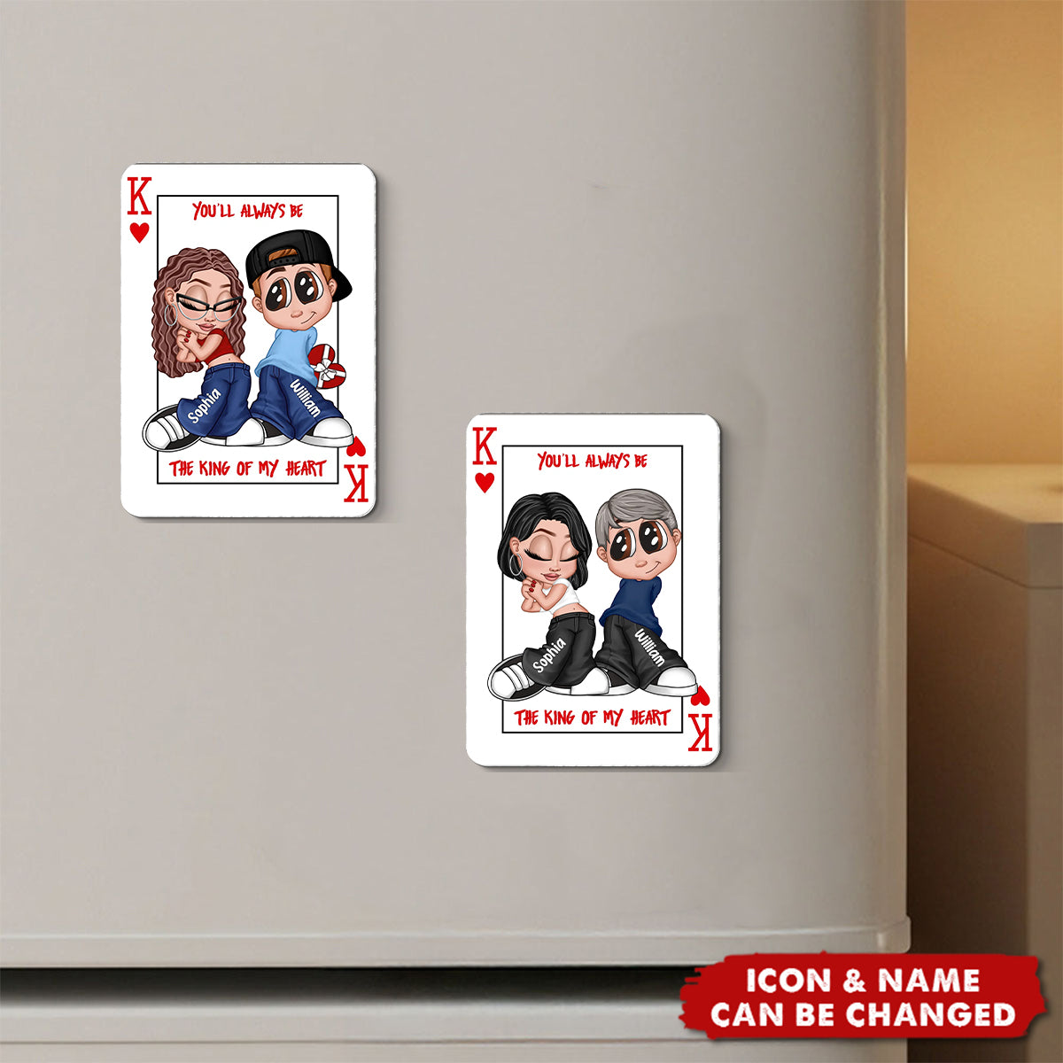 You're King/Queen Of My Heart Y2K Couple - Personalized Acrylic Fridge Magnet - Valentine's Day Gift, Anniversary Gift