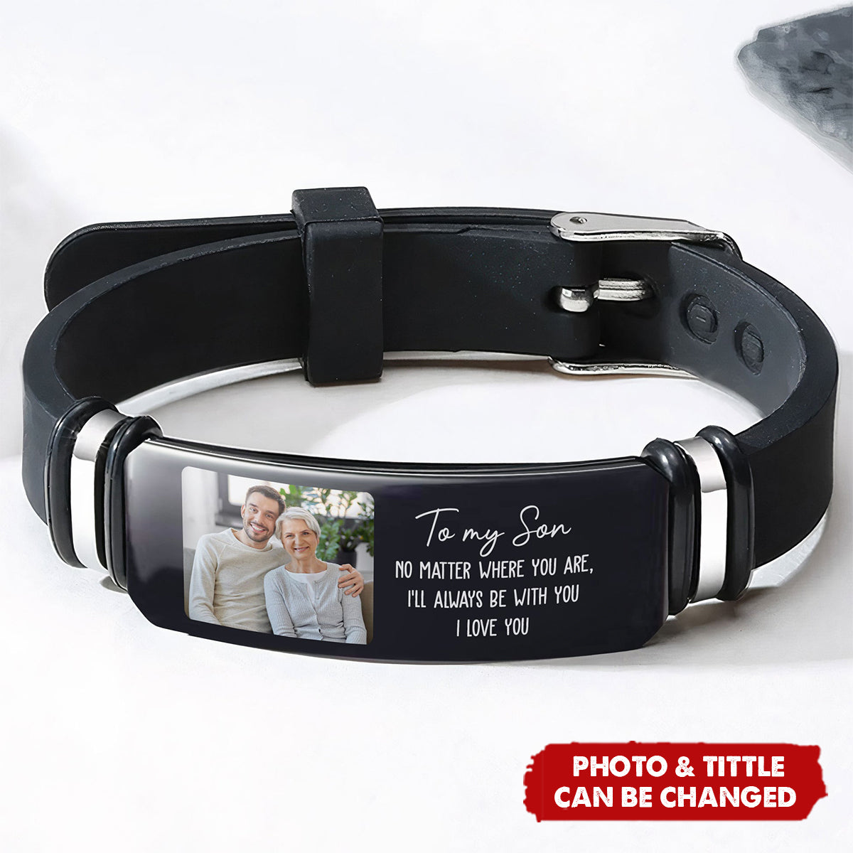 To My Son I'll Always Be With You I Love You - Personalized Photo Bracelet