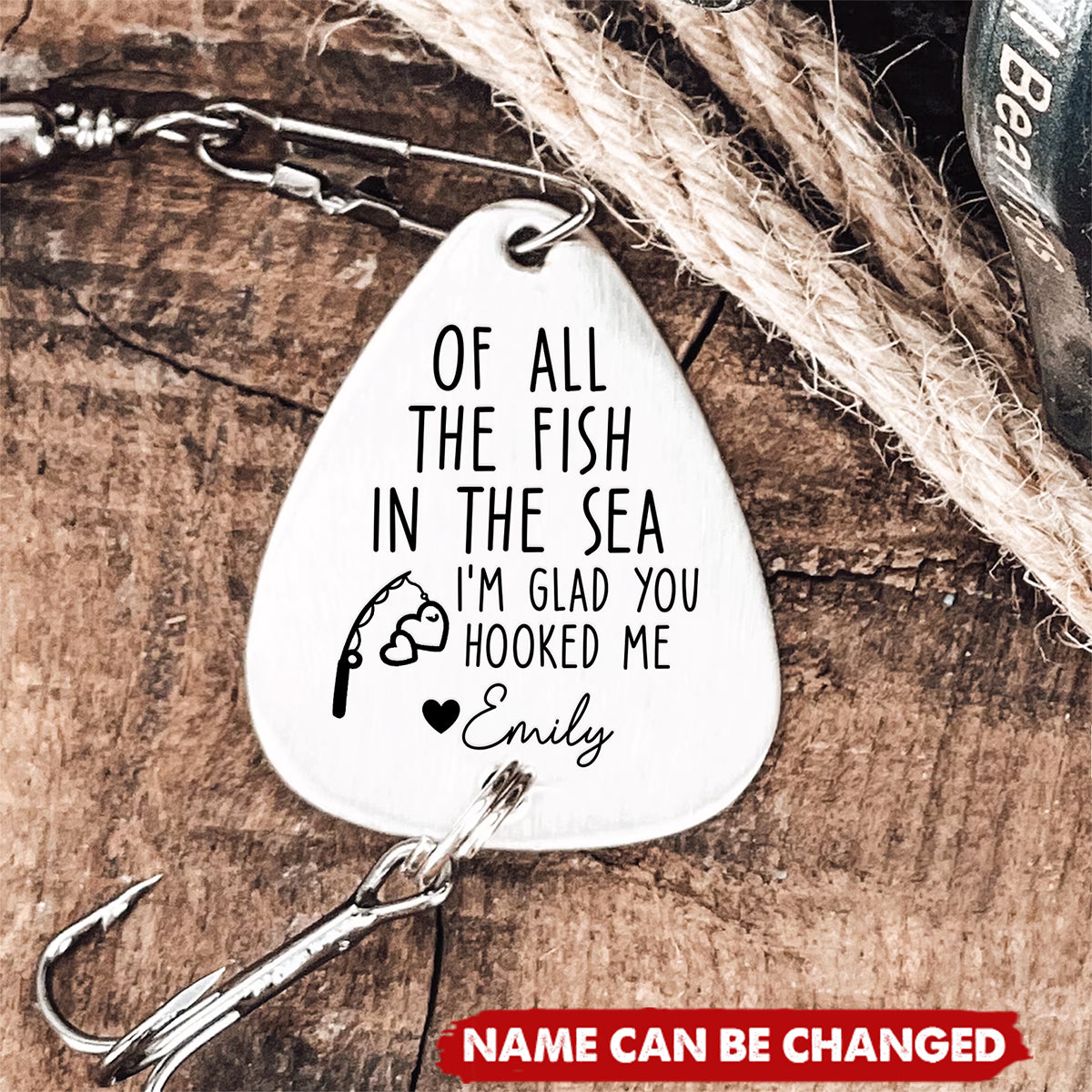I'm Glad You Hooked Me - Personalized Fishing Lure Keychain