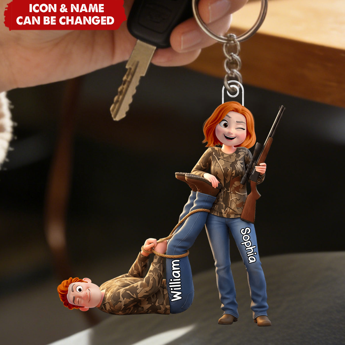 Hunting Couple Acrylic Keychain - Personalized Gifts For Couple