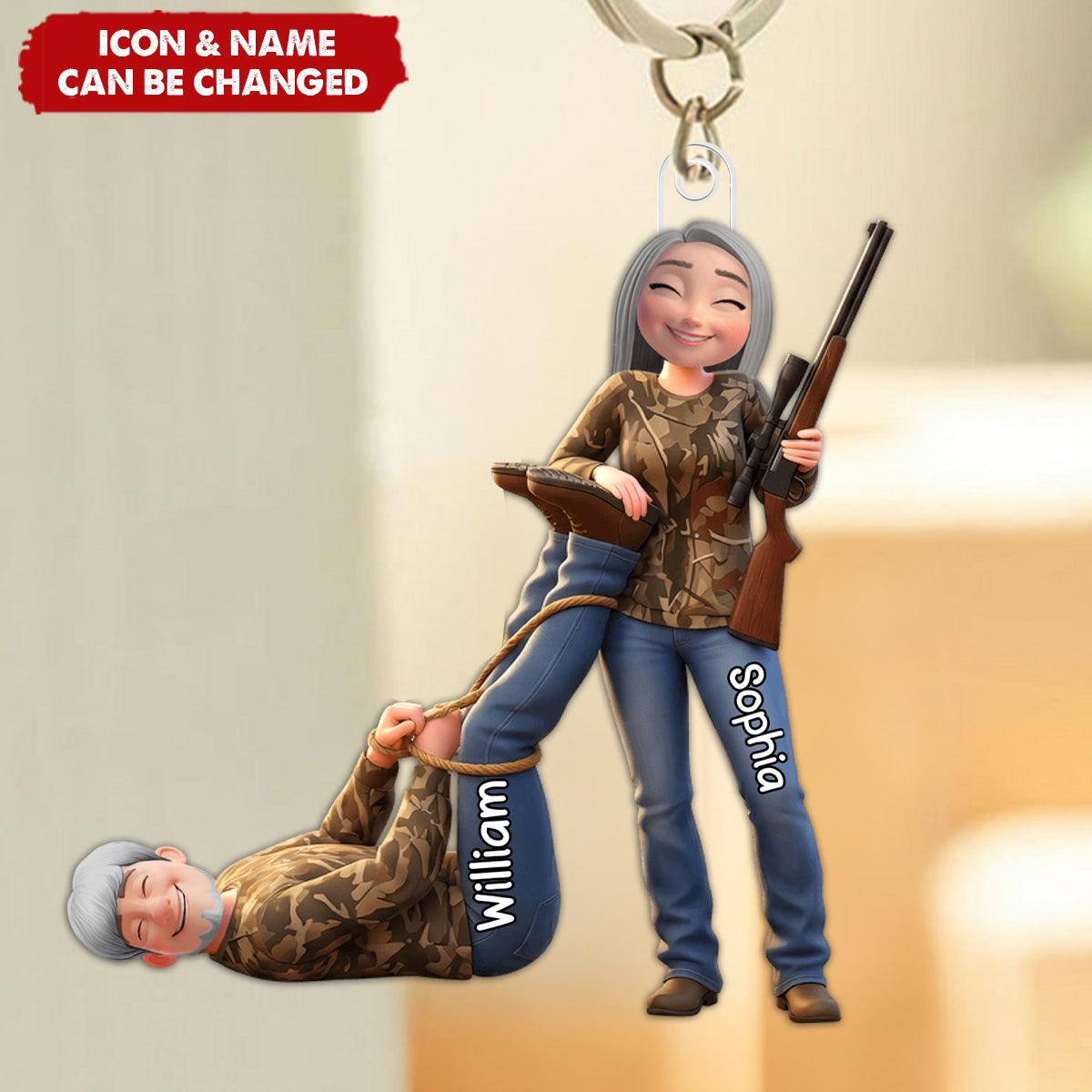 Hunting Couple Acrylic Keychain - Personalized Gifts For Couple