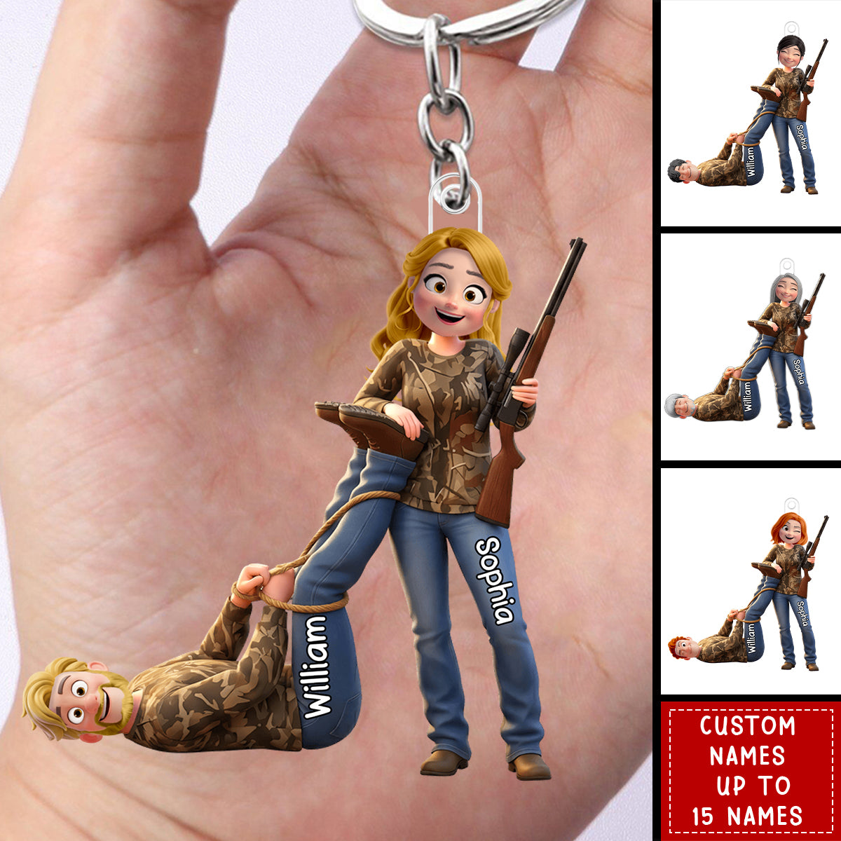 Hunting Couple Acrylic Keychain - Personalized Gifts For Couple