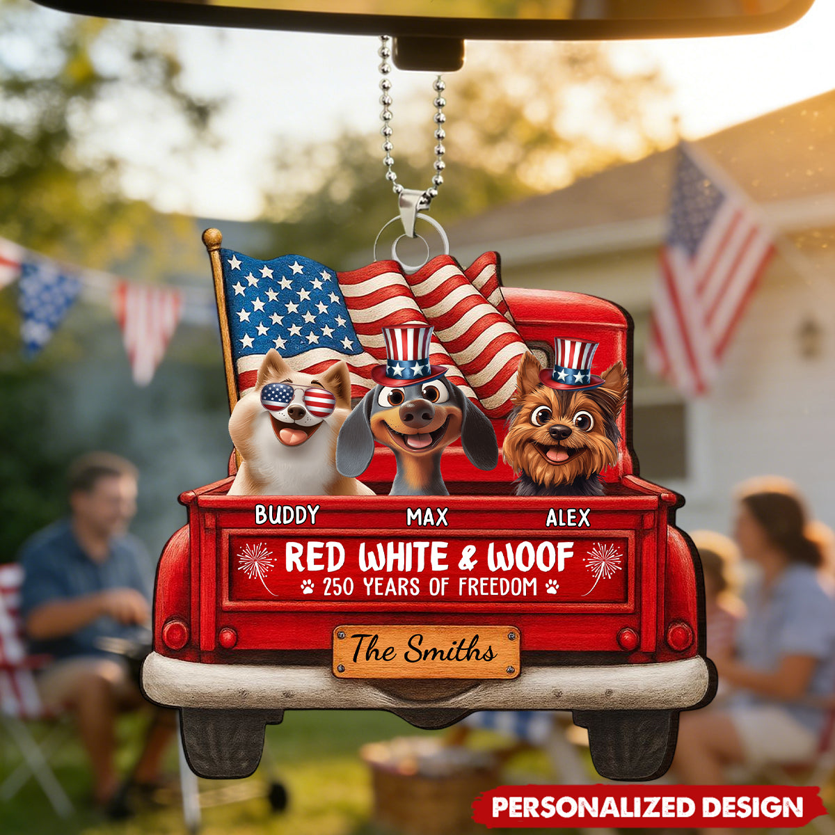 Red White Woof 250 Years Of Freedom - Personalized Acrylic Car Ornament