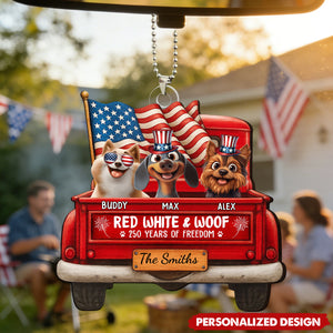 Red White Woof 250 Years Of Freedom - Personalized Acrylic Car Ornament
