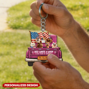 Red White Woof 250 Years Of Freedom - Personalized Acrylic Keychain